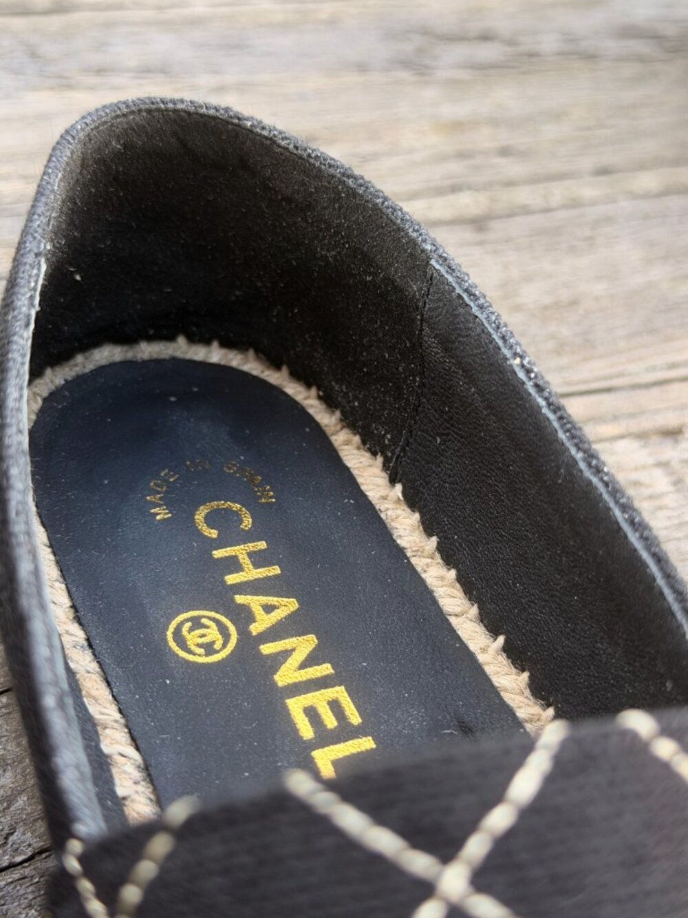 Chanel Espadrilles sz 41 Runs Small More like a 9 Black and Tan Cross Stitch - Picture 10 of 16
